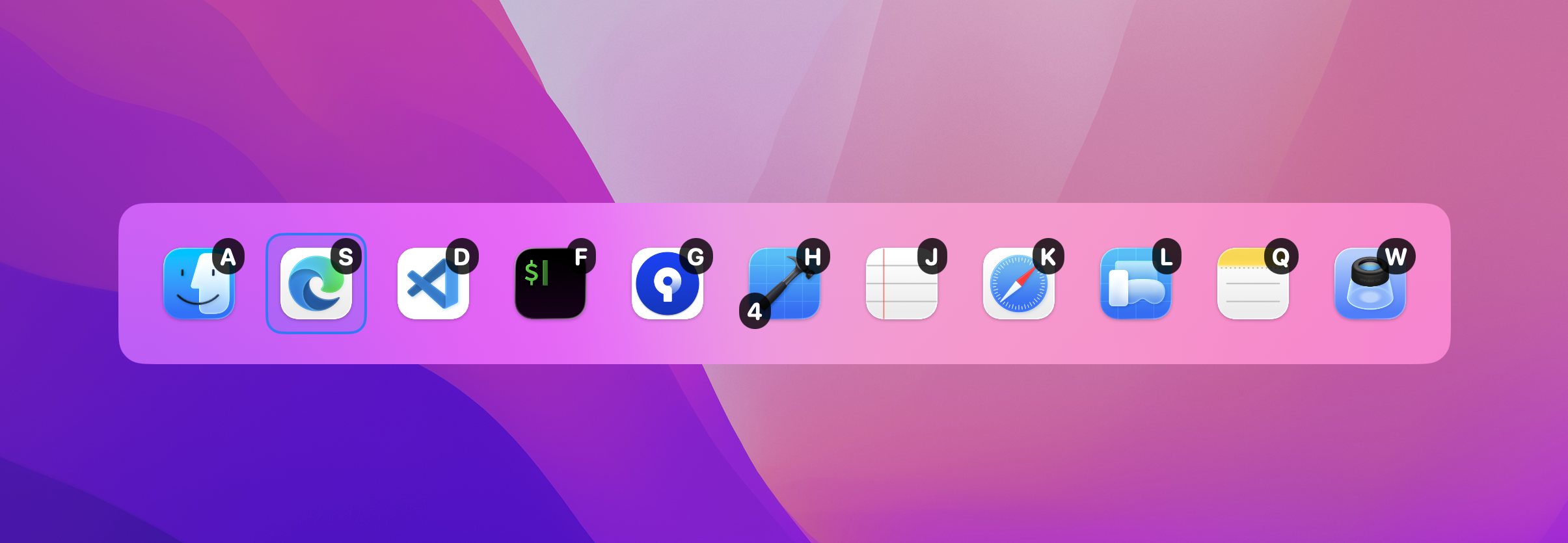 Letter Switcher app switcher panel